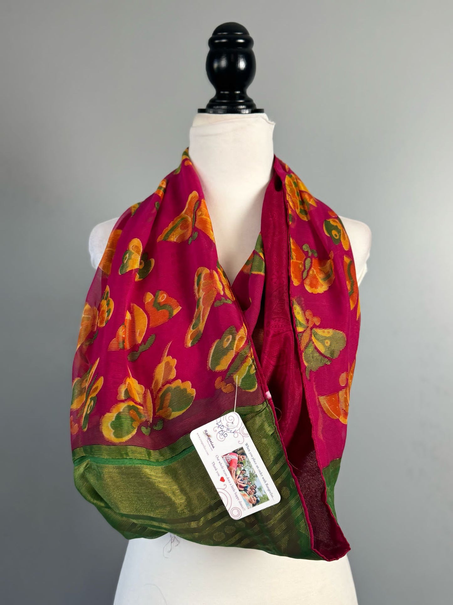 40 inch Reversible Infinity Scarf - A010 - Rangeelaa - Fairtrade Sustainable Women's Clothing