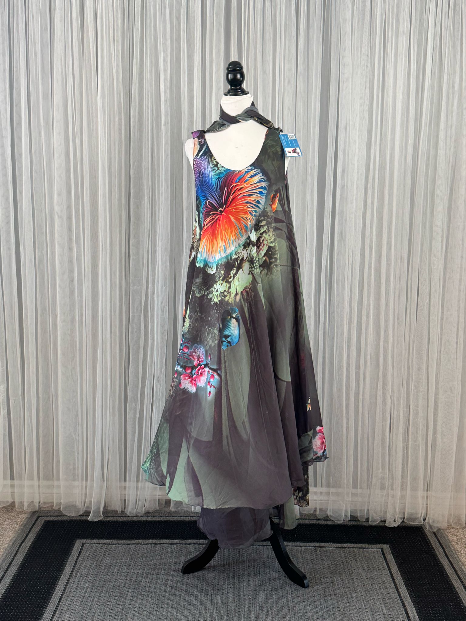 fair trade silk dress Bohemian Green Recycled Silk Maxi Dress