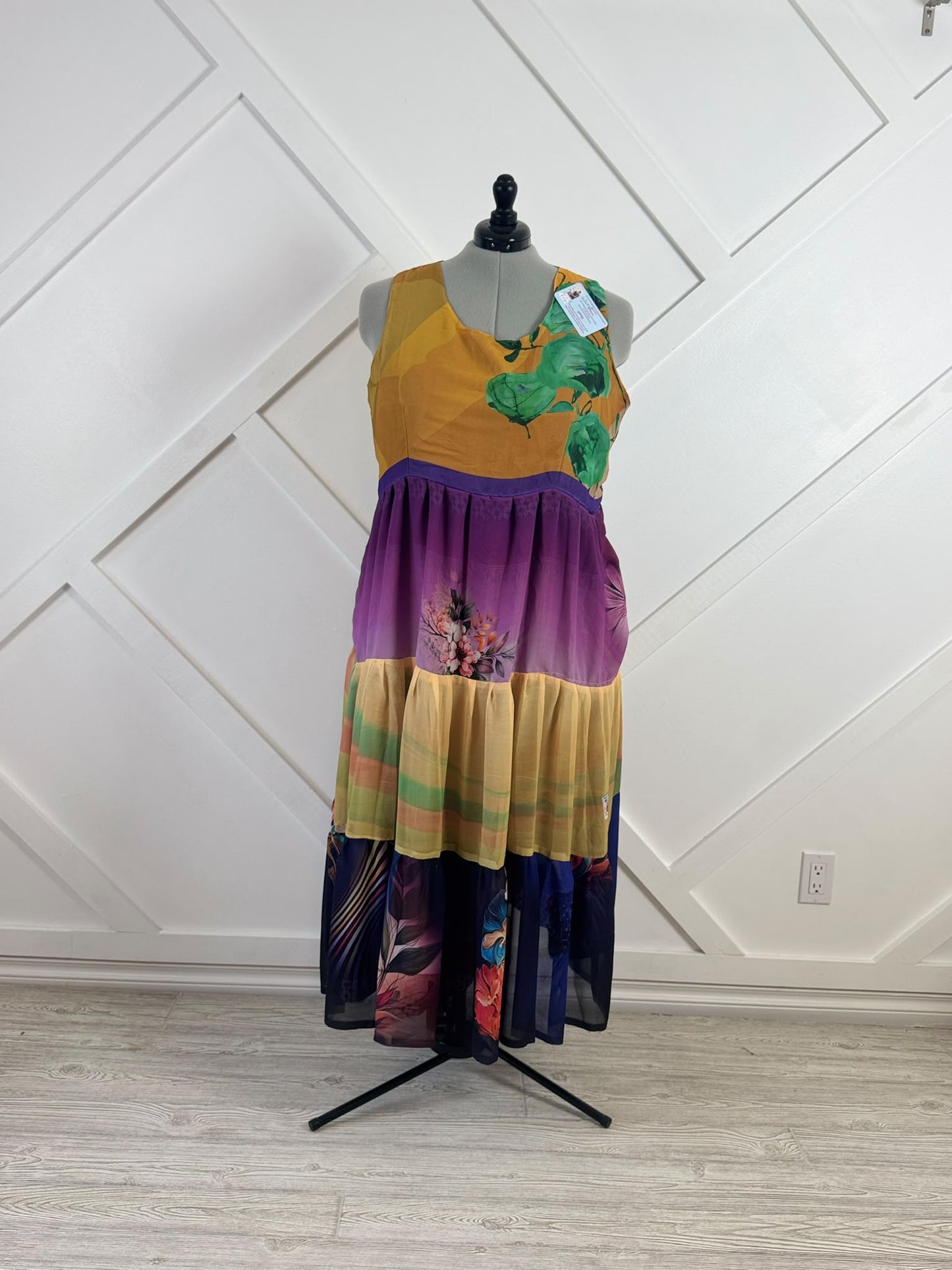 Digital print Plus Lined Maya Tiered Dress - Rangeelaa- Fairtrade Sustainable Women's Clothing