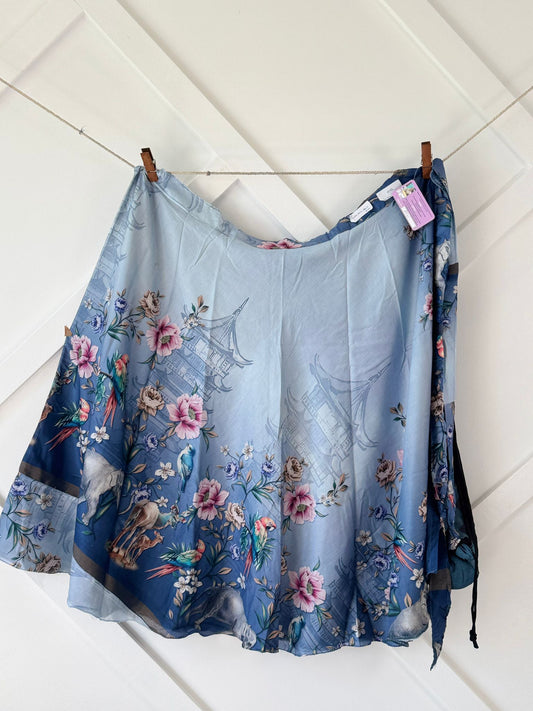 Dola silk Digital print Premium XL Calf skirt - BS007 - Rangeelaa - Fairtrade Sustainable Women's Clothingsaree wrap skirts