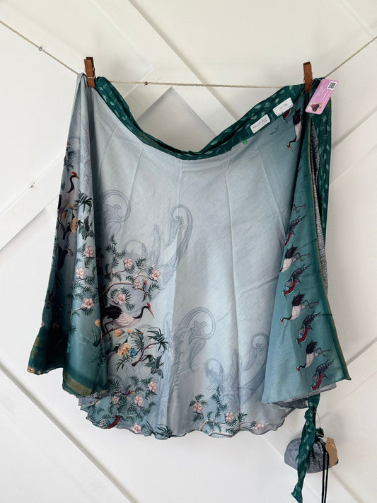 Dola silk Digital print Premium XL Tea skirt - BS008 - Rangeelaa - Fairtrade Sustainable Women's Clothingsaree wrap skirts