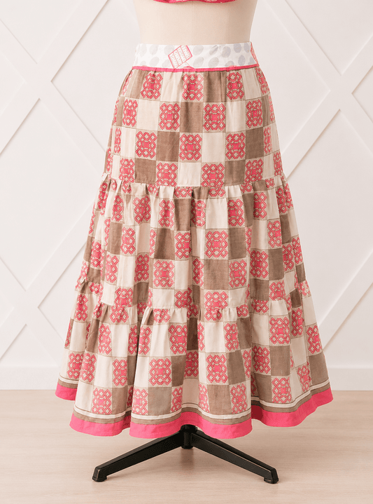 Festive plus Drawstring Skaya Tiered Skirt-J0135 - Rangeelaa- Fairtrade Sustainable Women's Clothingskirts