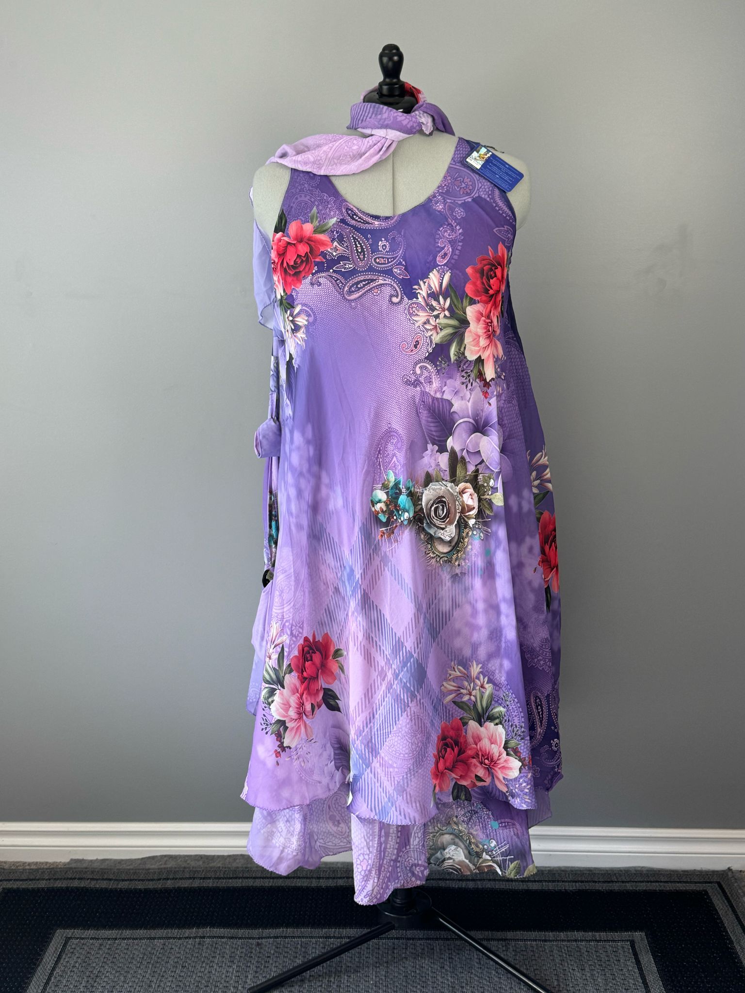 Kim.M-Digital print Plus Mahika Dress with scarf