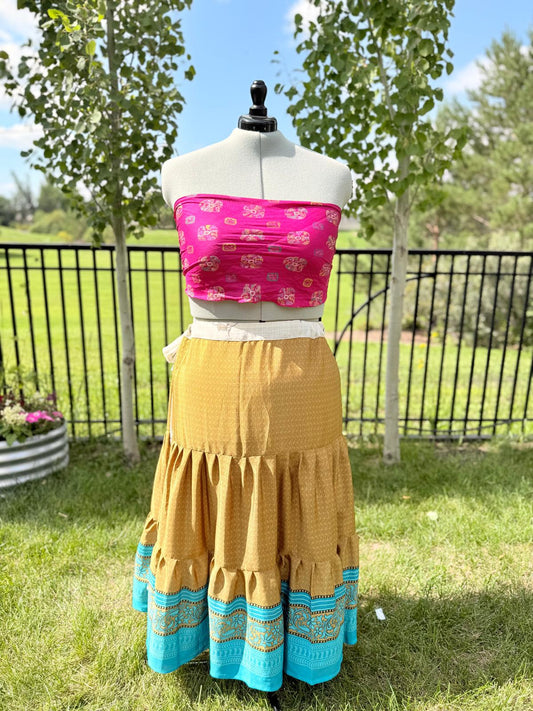 Plus Drawstring Skaya Tiered Skirt - J0105 - Rangeelaa - Fairtrade Sustainable Women's Clothing