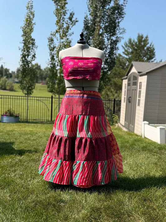 Premium XL skaya Ankle Wrap Tiered Skirt - J0106 - Rangeelaa - Fairtrade Sustainable Women's Clothing