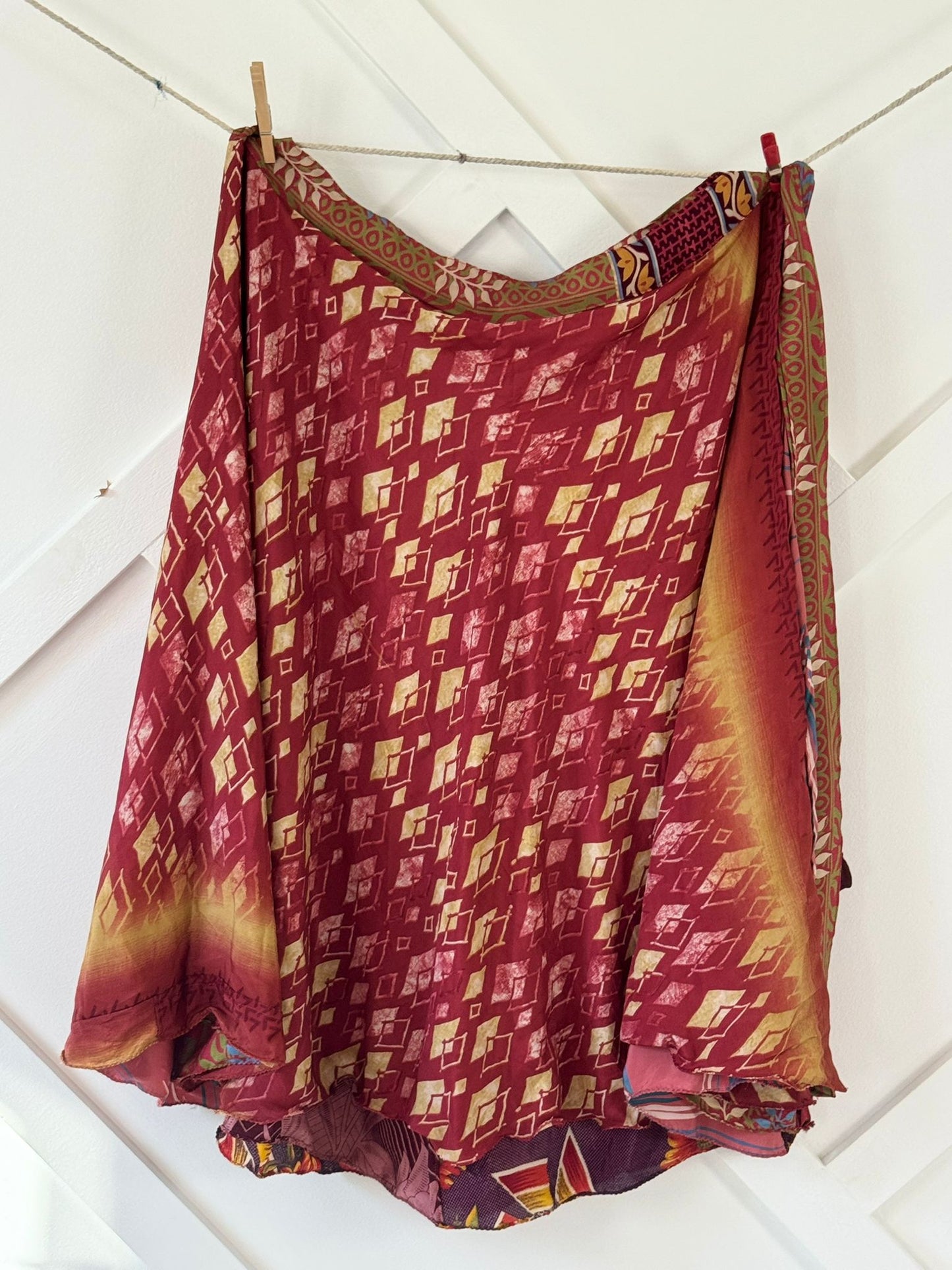 Regular Calf Patch work Wrap Skirt-P003 - Rangeelaa- Fairtrade Sustainable Women's Clothing