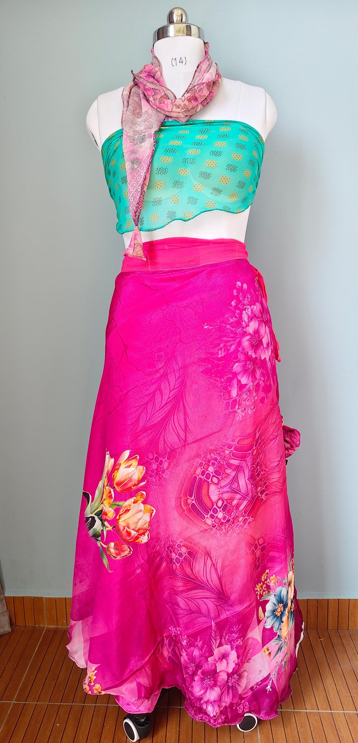 Maria.G-Digital print mosaic Premium Goddess ankle Skirt