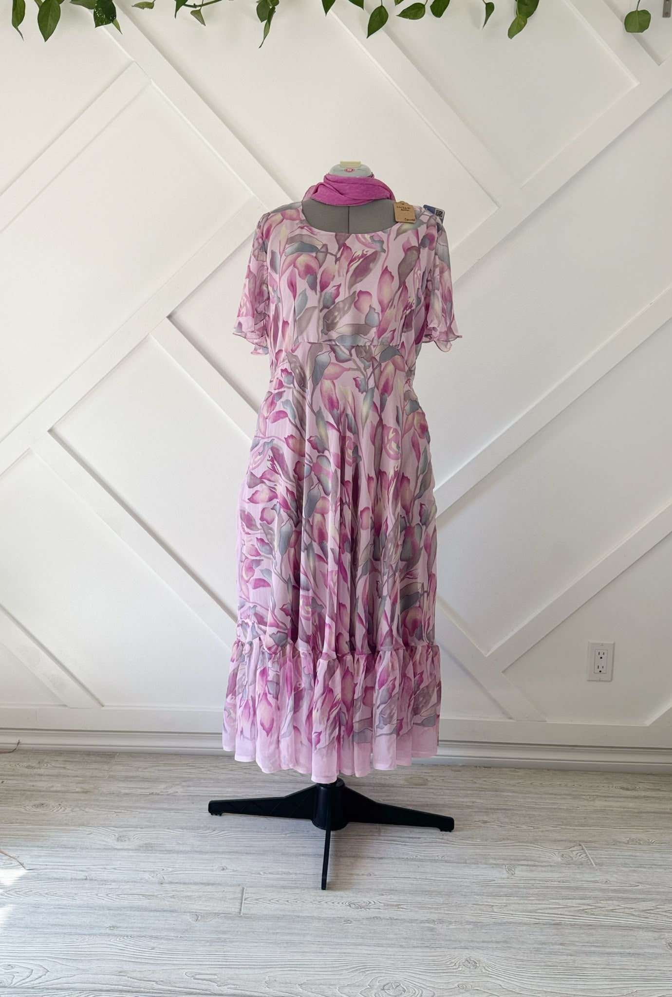 Regular Lined Ganga Dress with scarf-CD005