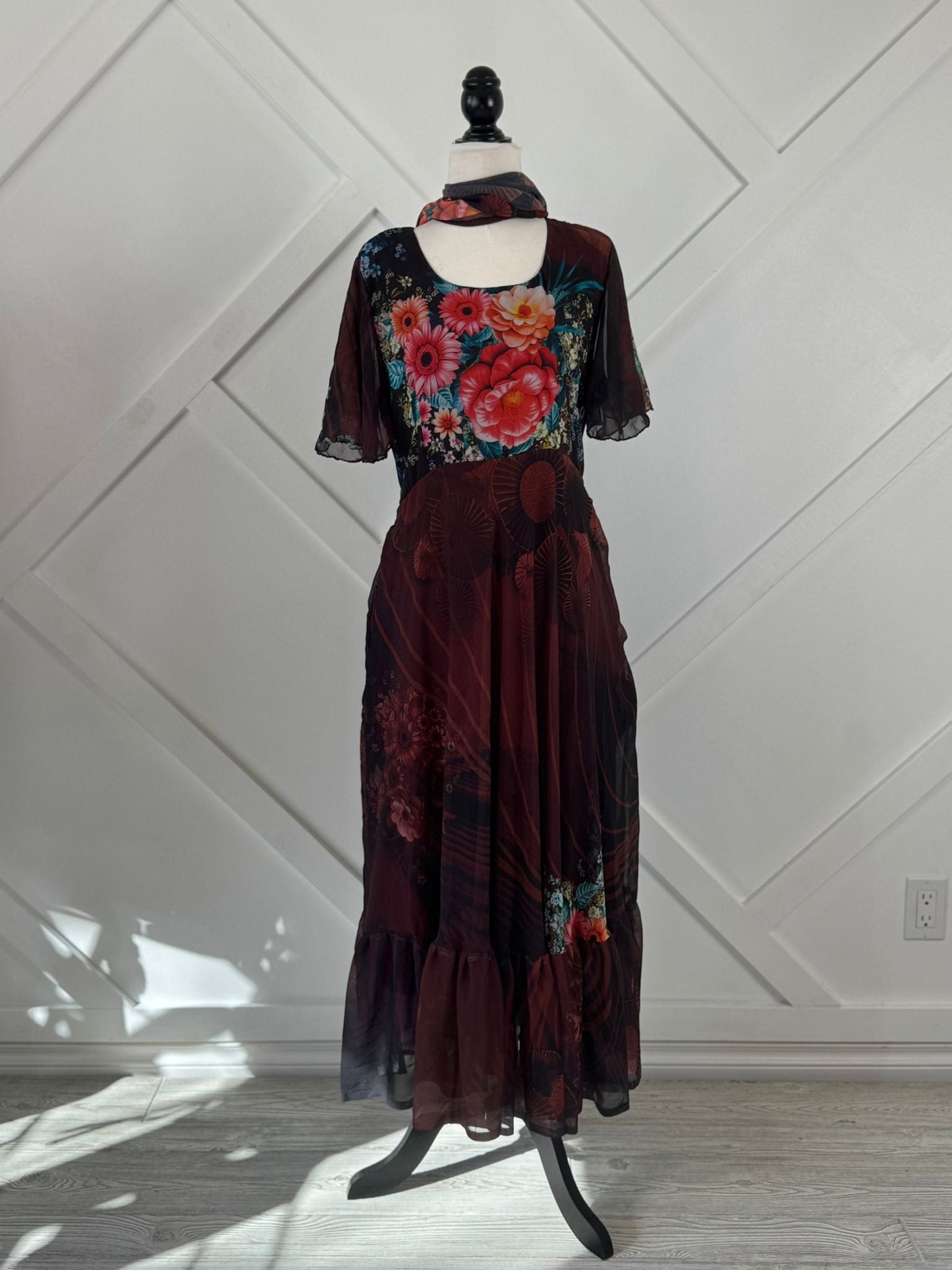 Saschie.P-Digital print Non Plus LINED Ganga Dress-Dispatch Payment - Rangeelaa- Fairtrade Sustainable Women's Clothing
