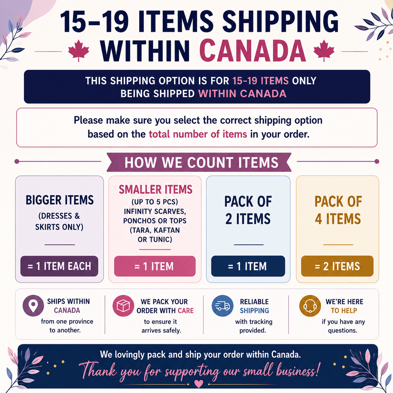 Shipping charges for 15+ Items - Canada - Rangeelaa - Fairtrade Sustainable Women's Clothing