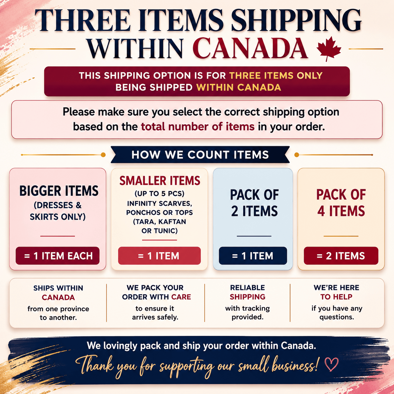 Shipping charges for 3 Items - Canada - Rangeelaa - Fairtrade Sustainable Women's Clothing
