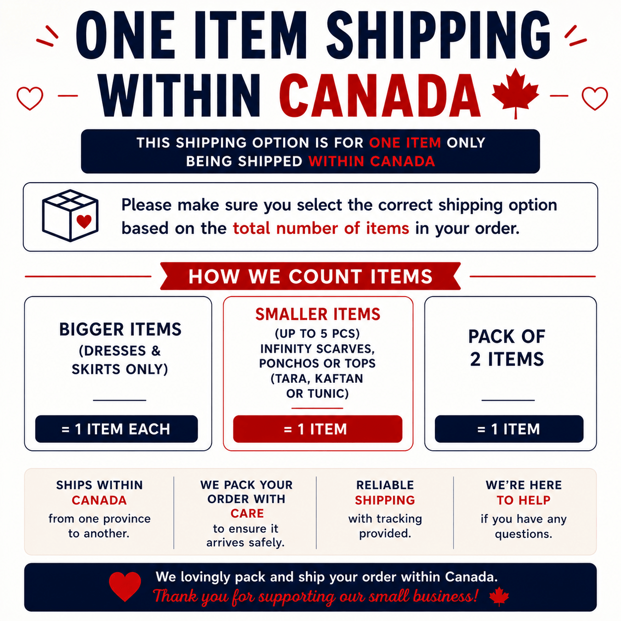 Shipping charges for One Item - Canada - Rangeelaa - Fairtrade Sustainable Women's Clothing