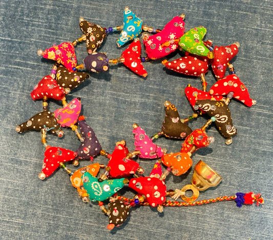 Fabric remnant Bird string garland - Rangeelaa- Fairtrade Sustainable Women's Clothing