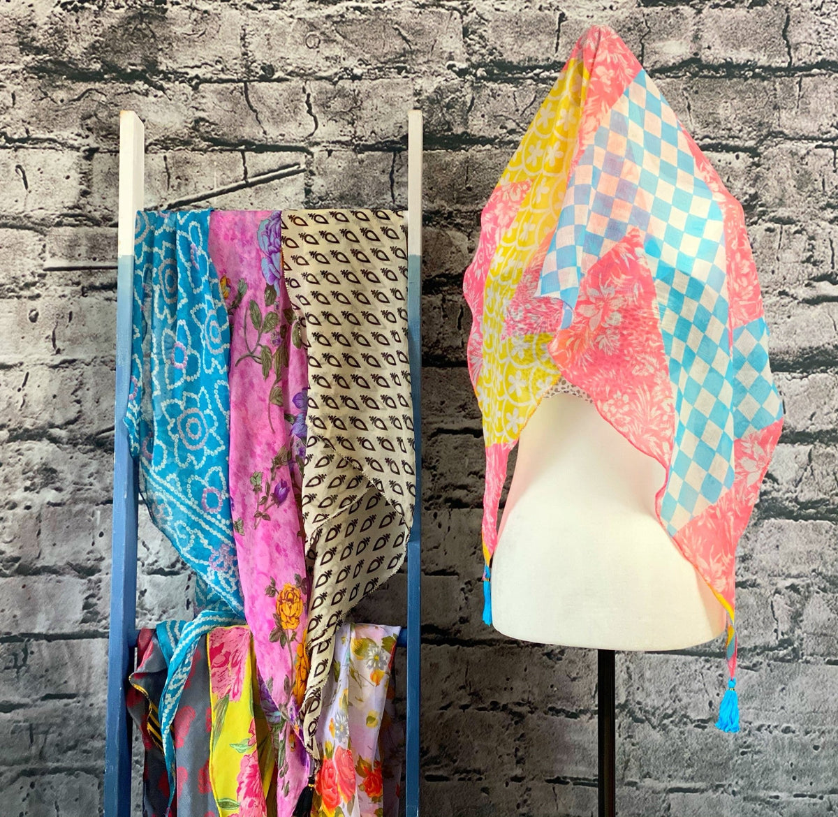 Sari saree Remnant Head Scarves/Shrugs collection - Rangeelaa- Fairtrade Sustainable Women's Clothing