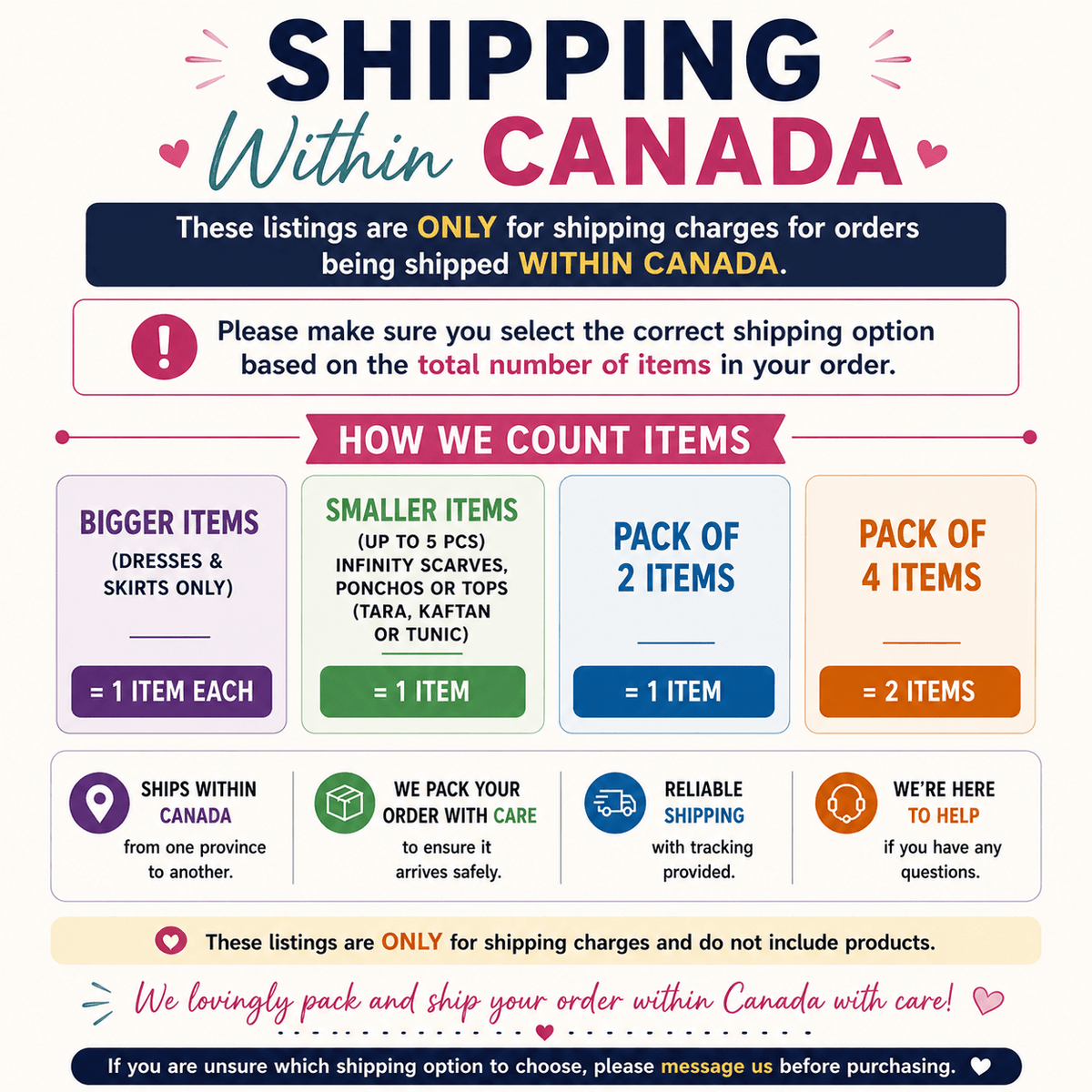 Shipping charges-Canada - Rangeelaa- Fairtrade Sustainable Women's Clothing