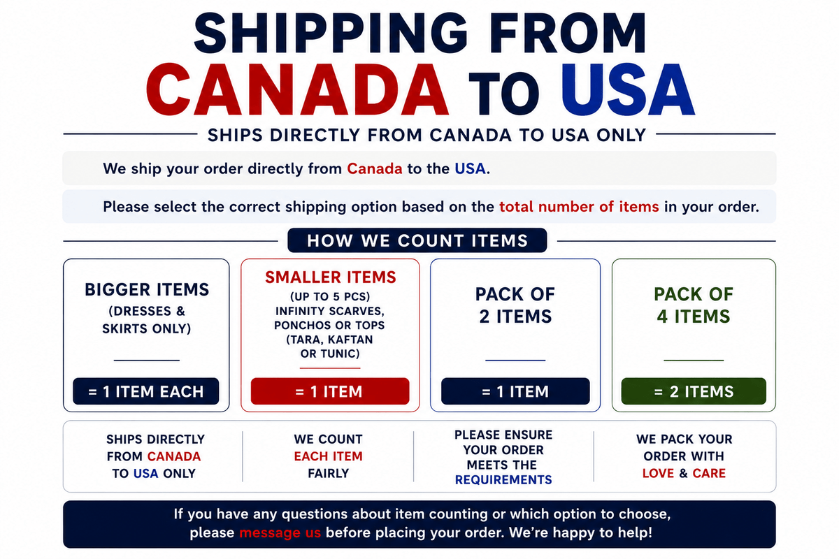 Shipping charges-USA - Rangeelaa- Fairtrade Sustainable Women's Clothing
