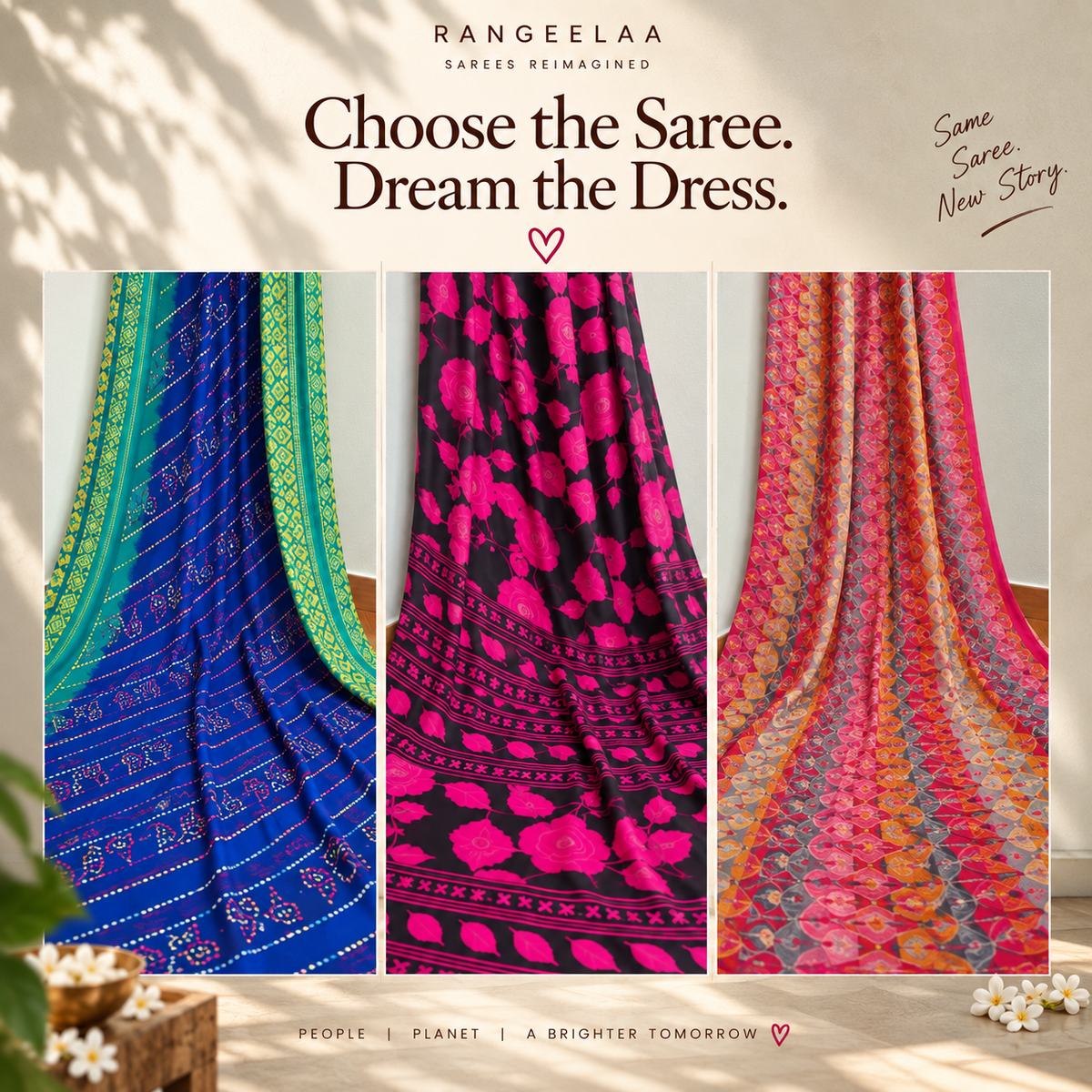 Web Saree - Rangeelaa- Fairtrade Sustainable Women's Clothing