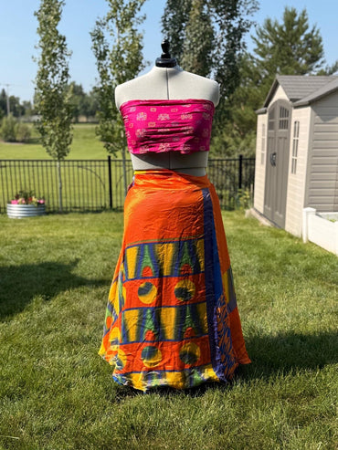 1 - Premium Goddess Skirt with scarf - J050 - Rangeelaa - Fairtrade Sustainable Women's Clothingsaree wrap skirts