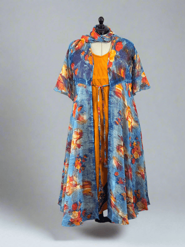 1 - Regular Alima Dress Set with Scarf - Rangeelaa - Fairtrade Sustainable Women's Clothing
