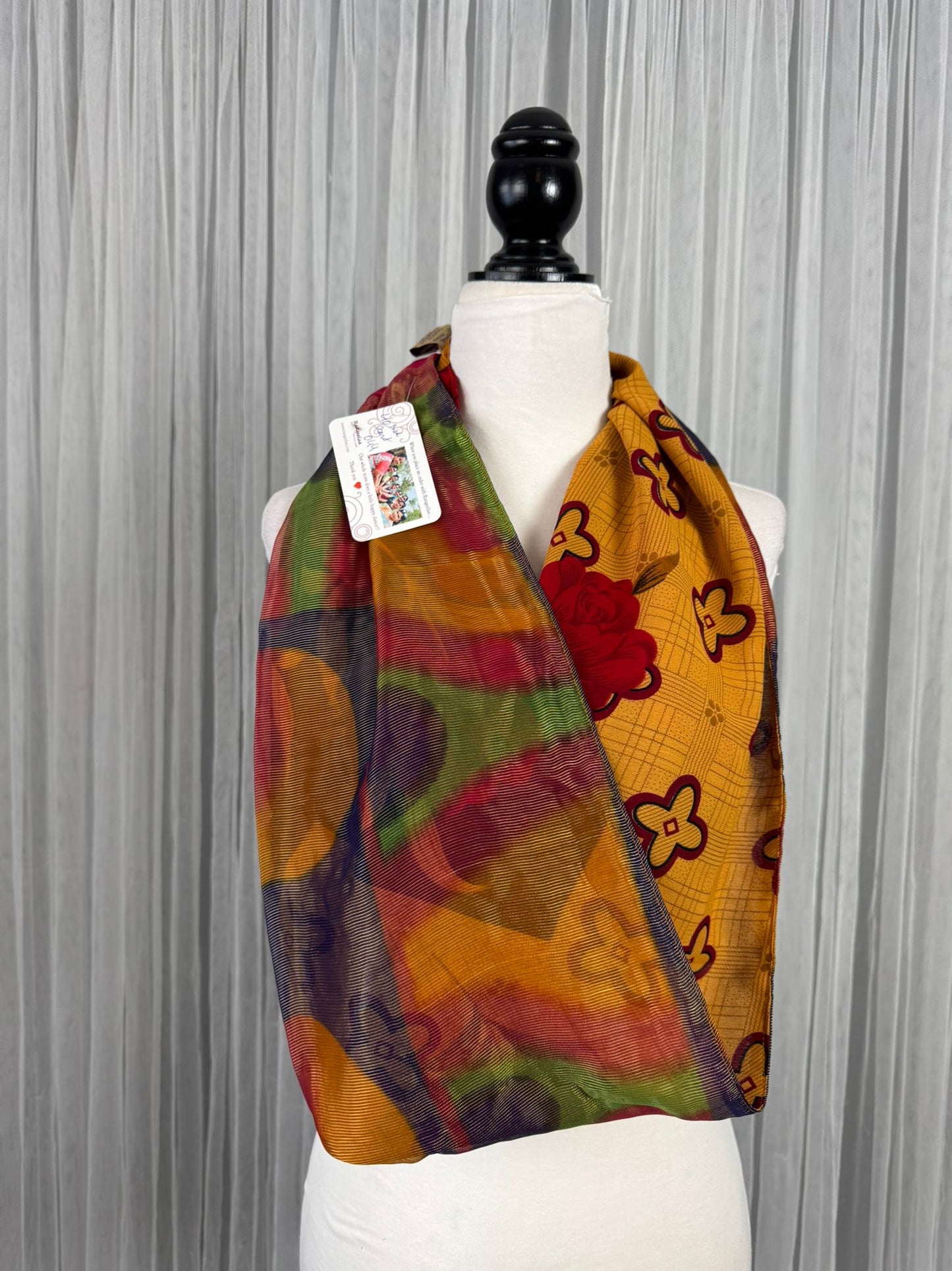 40 inch Reversible Infinity Scarf - J044 - Rangeelaa - Fairtrade Sustainable Women's Clothing
