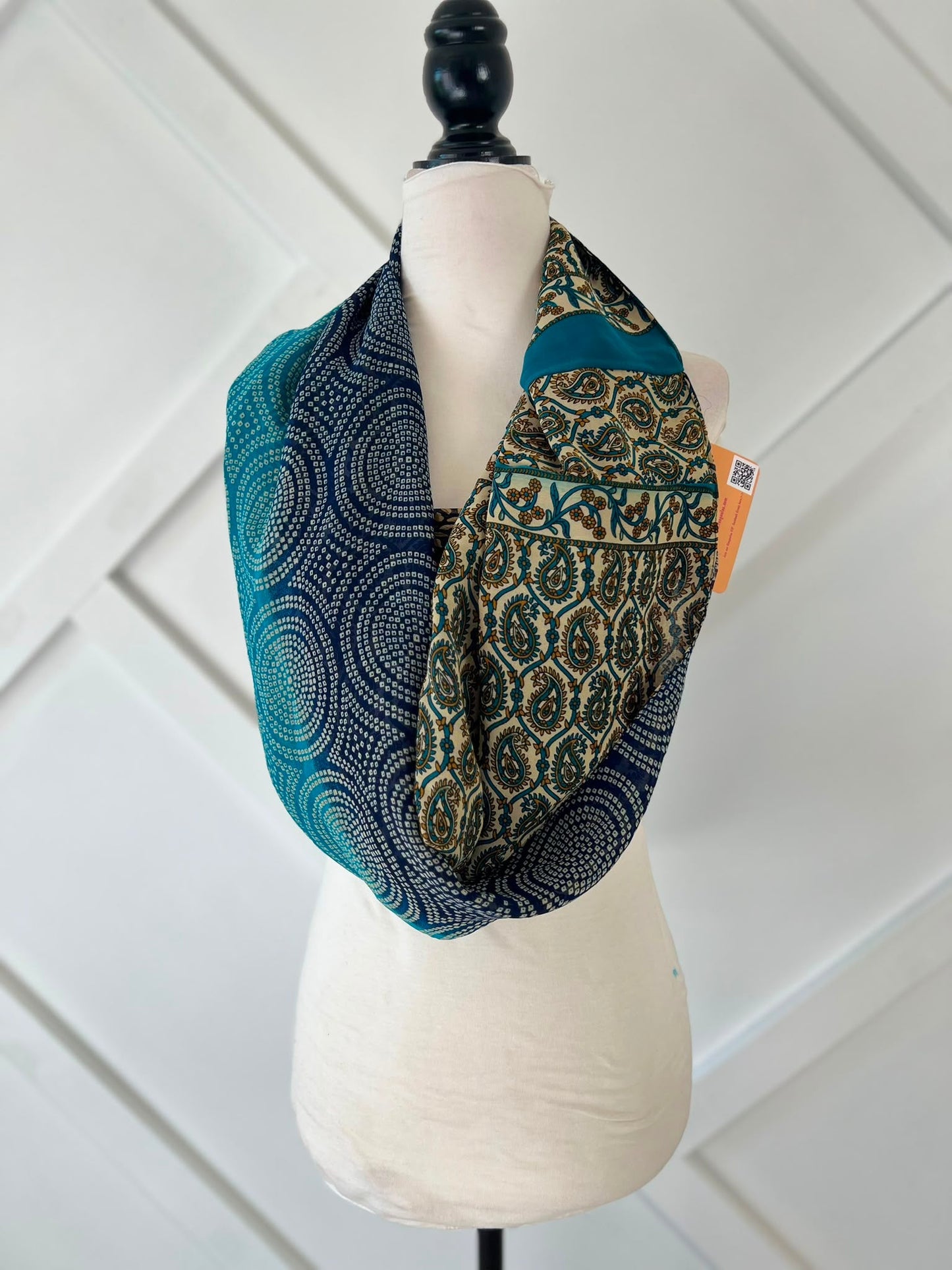 40 inch Reversible Infinity Scarf (short)-025 - Rangeelaa- Fairtrade Sustainable Women's Clothingscarf