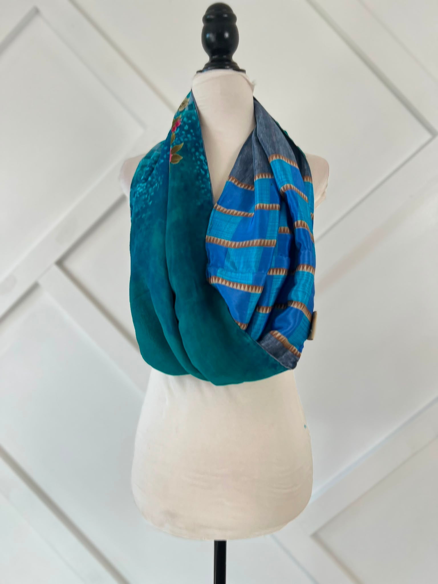 40 inch Reversible Infinity Scarf (short)-068 - Rangeelaa- Fairtrade Sustainable Women's Clothingscarf