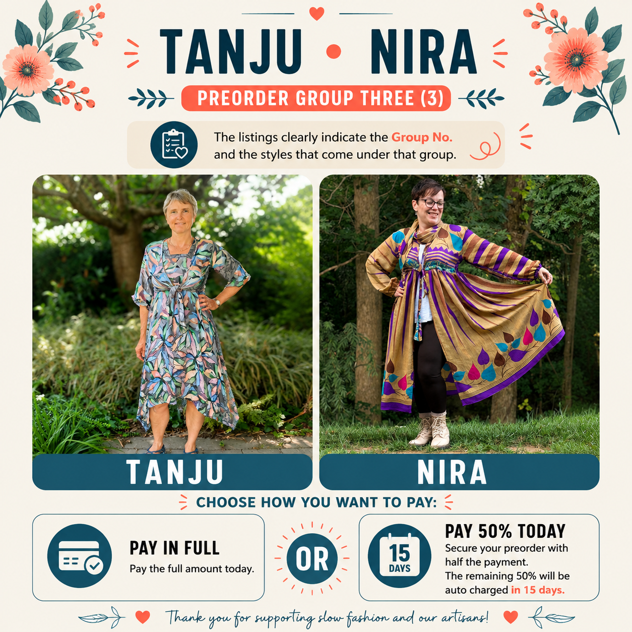Tanju two piece dress set/Nira over sized Kimono