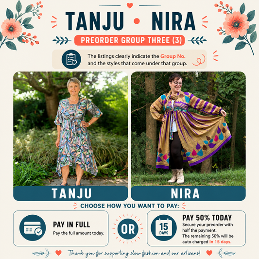 Tanju two piece dress set/Nira over sized Kimono