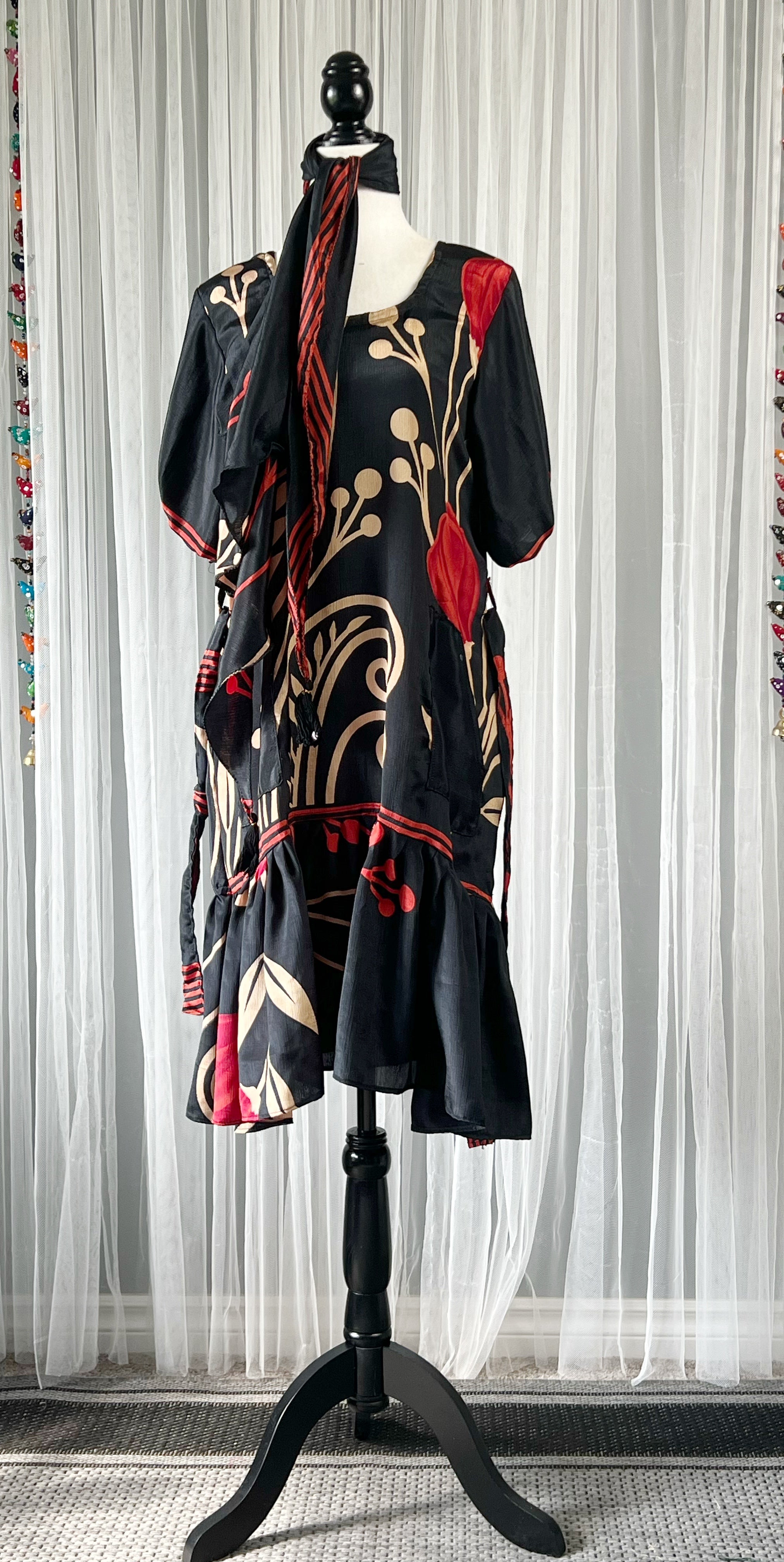 Satya’s Flora Ruffle dress with scarf(pls check measurements before buying)