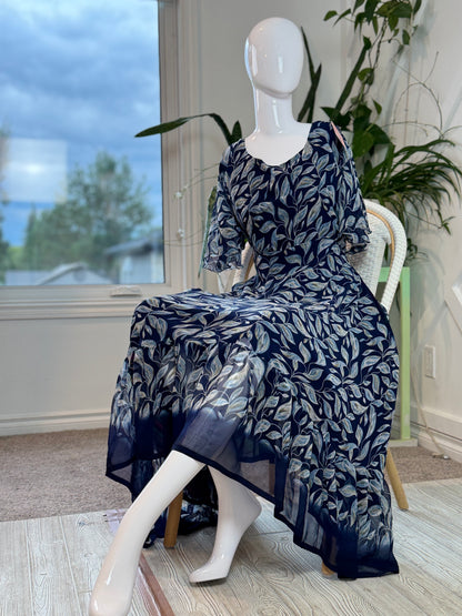Regular Lined Ganga Dress with scarf-FD003