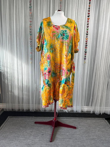 Plus Size Flora Ruffle dress No Scarf PJ003