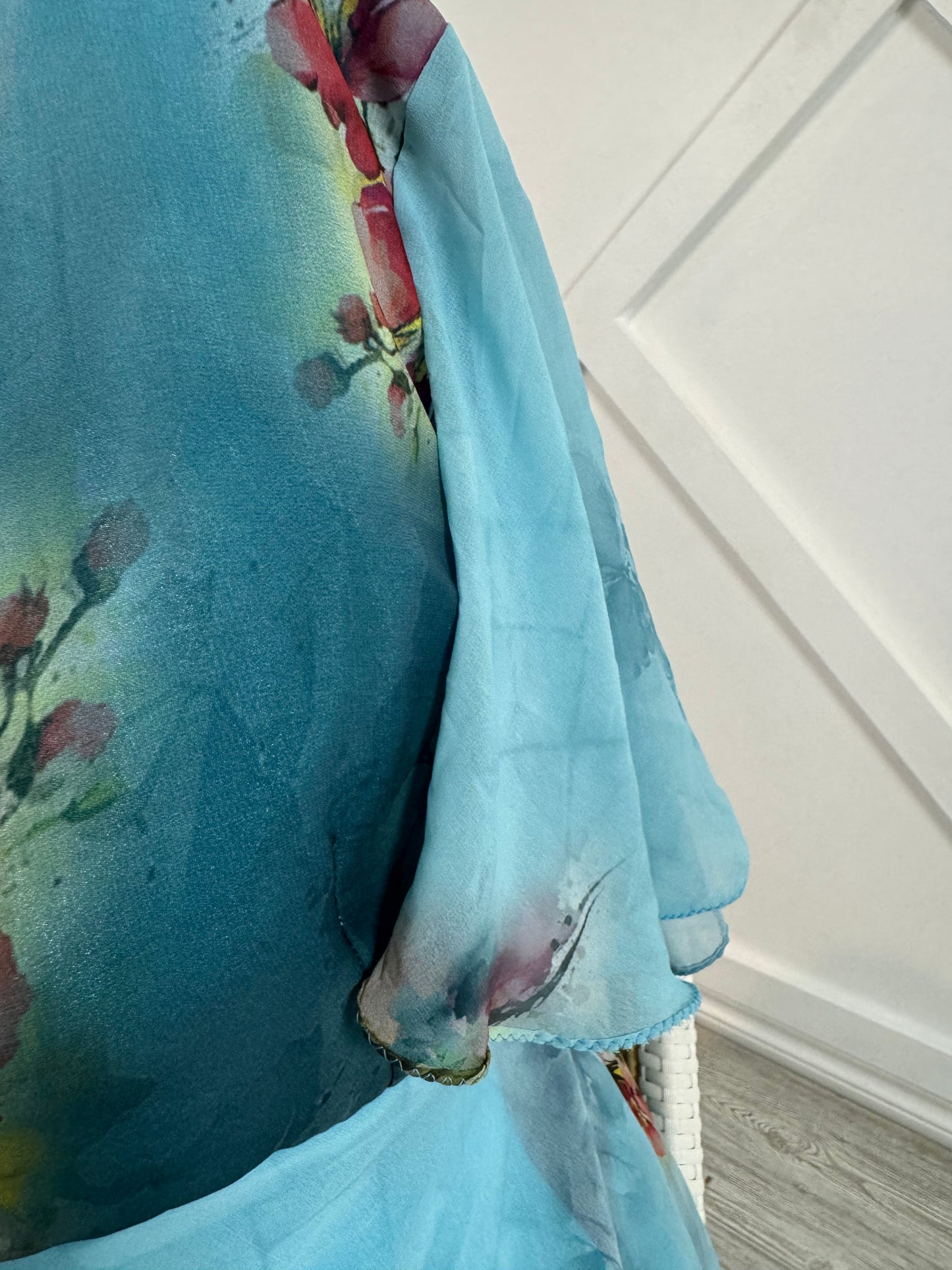 Digital print Slim Petite Lined Ganga Dress with scarf-ED003