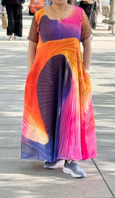 Basl.L - Digital print Petite Regular Lined Viya Dress - Rangeelaa - Fairtrade Sustainable Women's Clothing