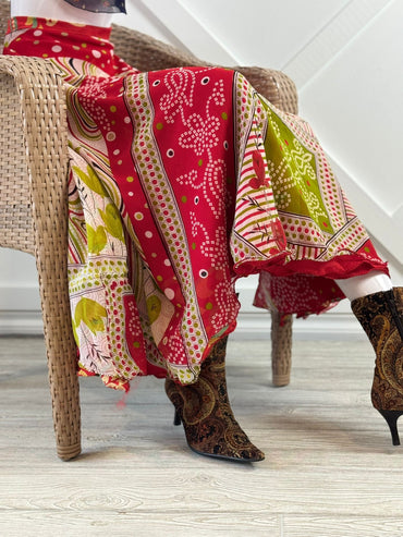 Danielle. V - Festive Regular ankle skirt - Rangeelaa - Fairtrade Sustainable Women's Clothingsaree wrap skirts