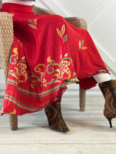 Danielle. V - Festive Regular ankle skirt - Rangeelaa - Fairtrade Sustainable Women's Clothingsaree wrap skirts