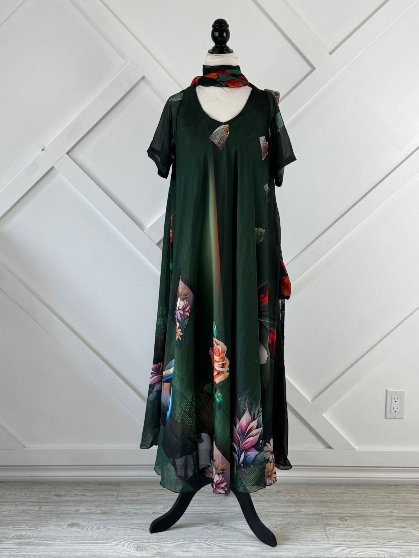 Digital print Petite Regular Lined Mahika with matching Scarf-BD001 - Rangeelaa- Fairtrade Sustainable Women's Clothing