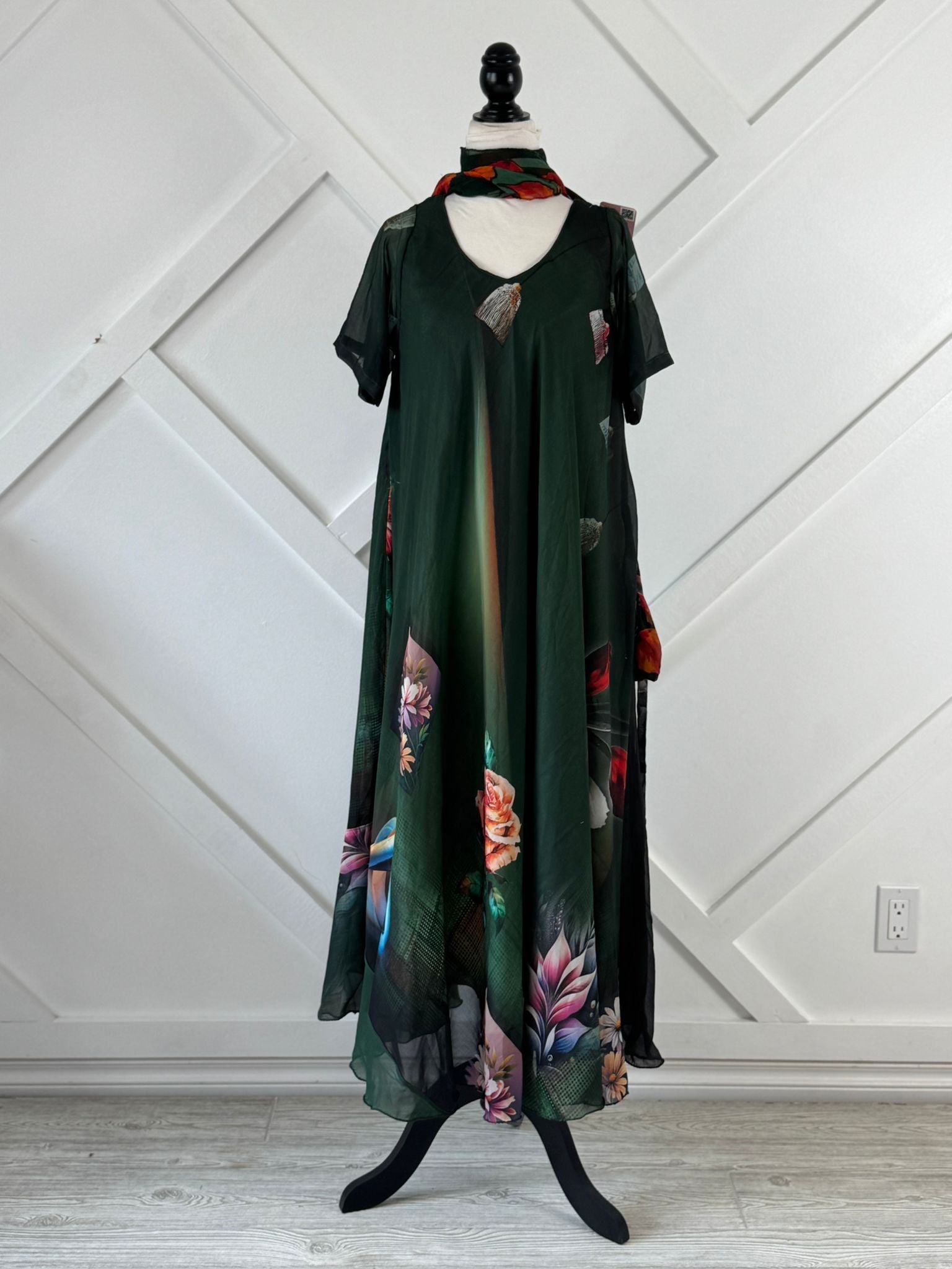 Digital print Petite Regular Lined Mahika with matching Scarf-BD001 - Rangeelaa- Fairtrade Sustainable Women's Clothing