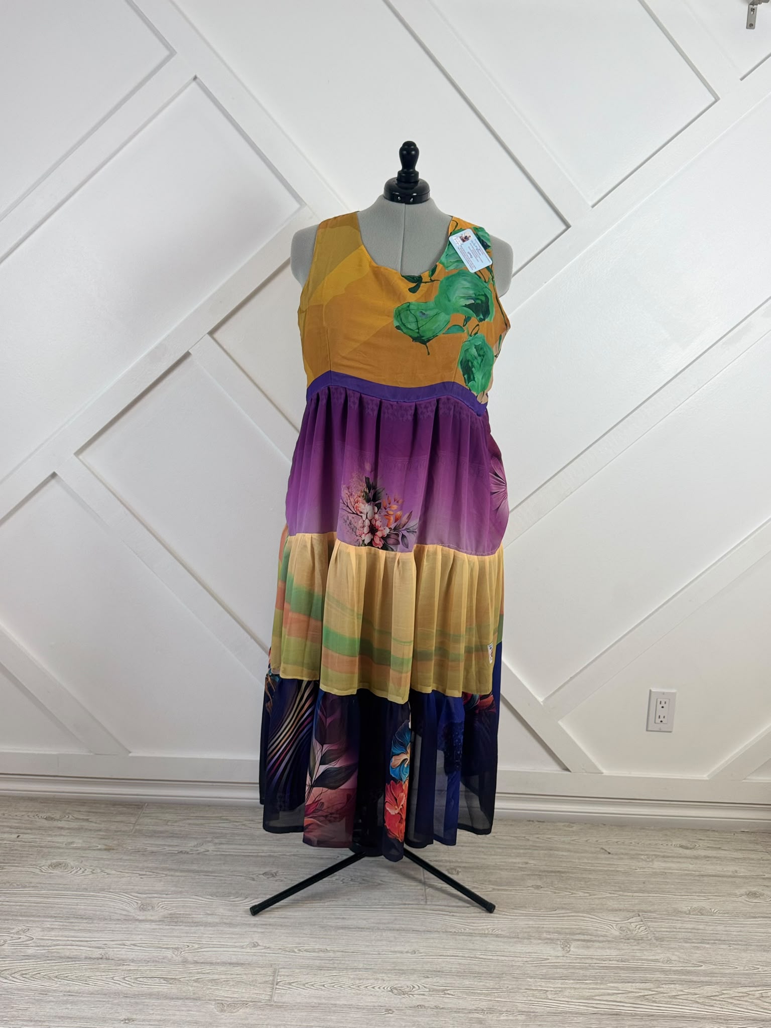 Digital print Plus Lined Maya Tiered Dress - Rangeelaa- Fairtrade Sustainable Women's Clothing