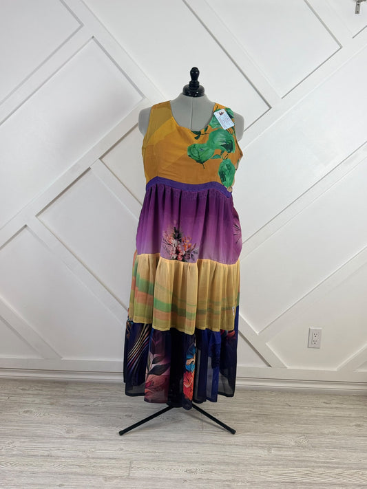 Digital print Plus Lined Maya Tiered Dress - Rangeelaa- Fairtrade Sustainable Women's Clothing