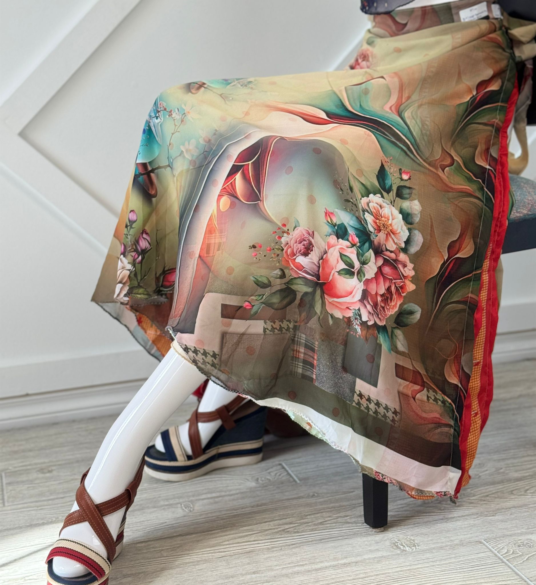 Digital print Premium Regular Ankle Skirt - M056 - Rangeelaa - Fairtrade Sustainable Women's Clothingsaree wrap skirts