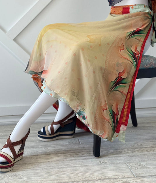 Digital print Premium Regular Calf Skirt - M050 - Rangeelaa - Fairtrade Sustainable Women's Clothingsaree wrap skirts