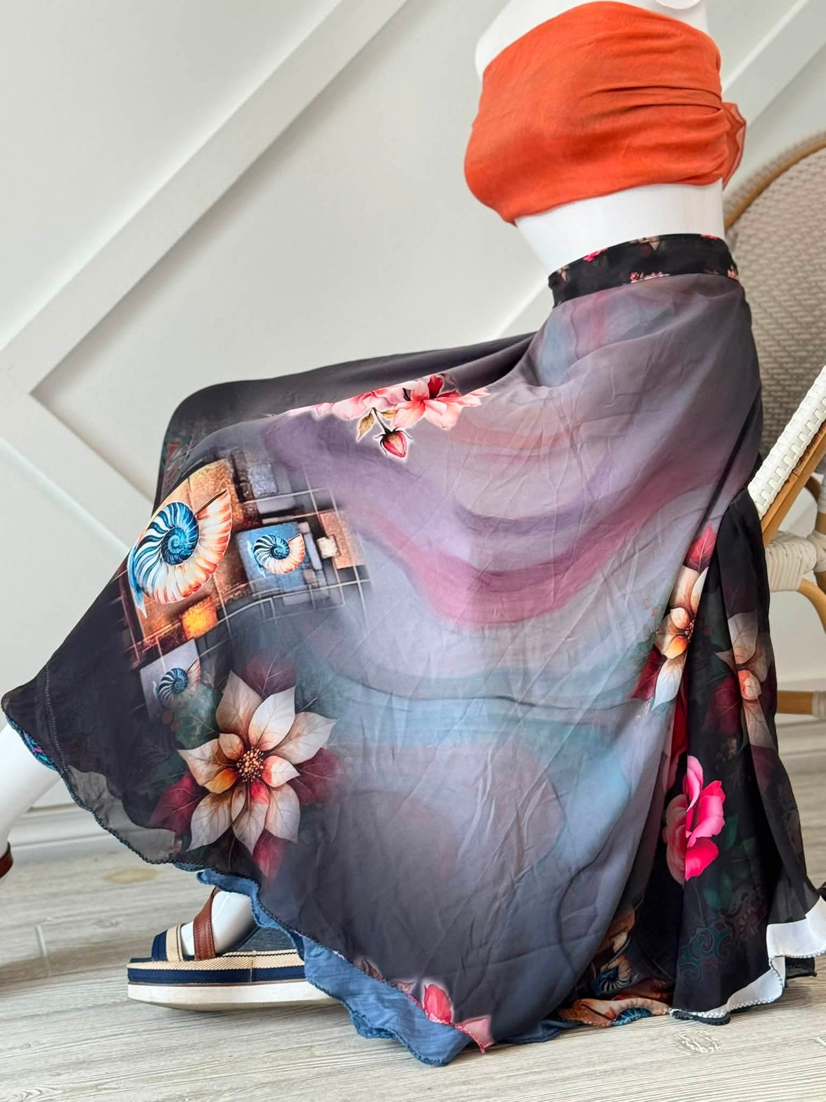 Digital print Premium XL Ankle skirt-ES016 - Rangeelaa- Fairtrade Sustainable Women's Clothingskirts