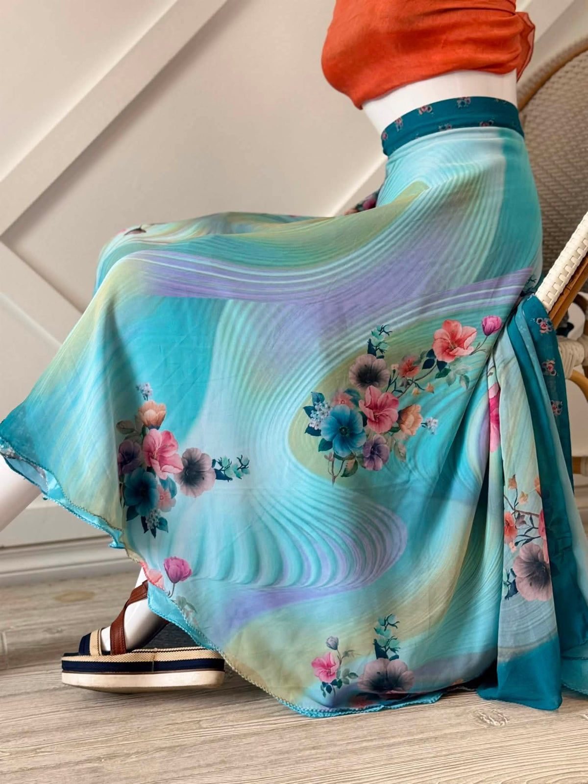 Digital print Premium XL Ankle skirt-ES017 - Rangeelaa- Fairtrade Sustainable Women's Clothingskirts