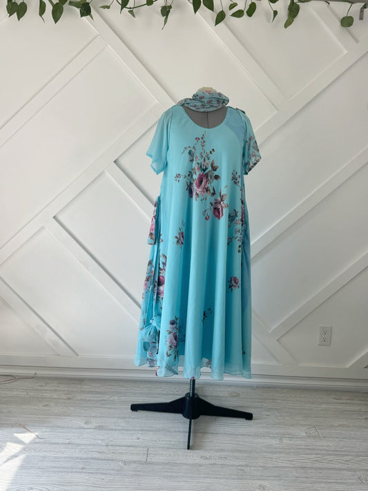 Digital print Regular Lined Mahika with matching Scarf-ED020 - Rangeelaa- Fairtrade Sustainable Women's Clothingdresses