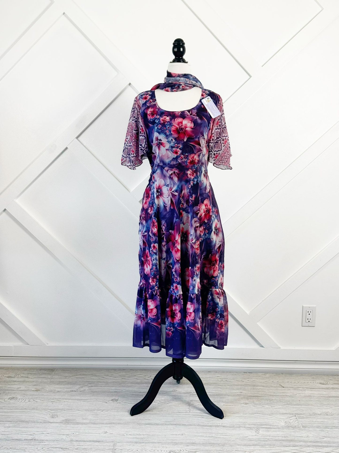 Digital print Slim Petite Lined Ganga Dress-ED013 - Rangeelaa- Fairtrade Sustainable Women's Clothing