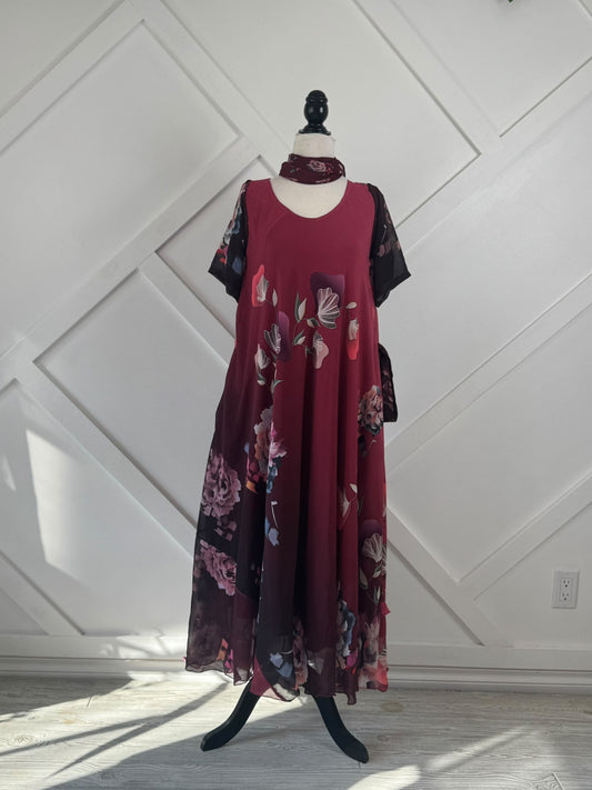 Digital print Slim Petite Lining Mahika with matching Scarf-FD002 - Rangeelaa- Fairtrade Sustainable Women's Clothingdresses