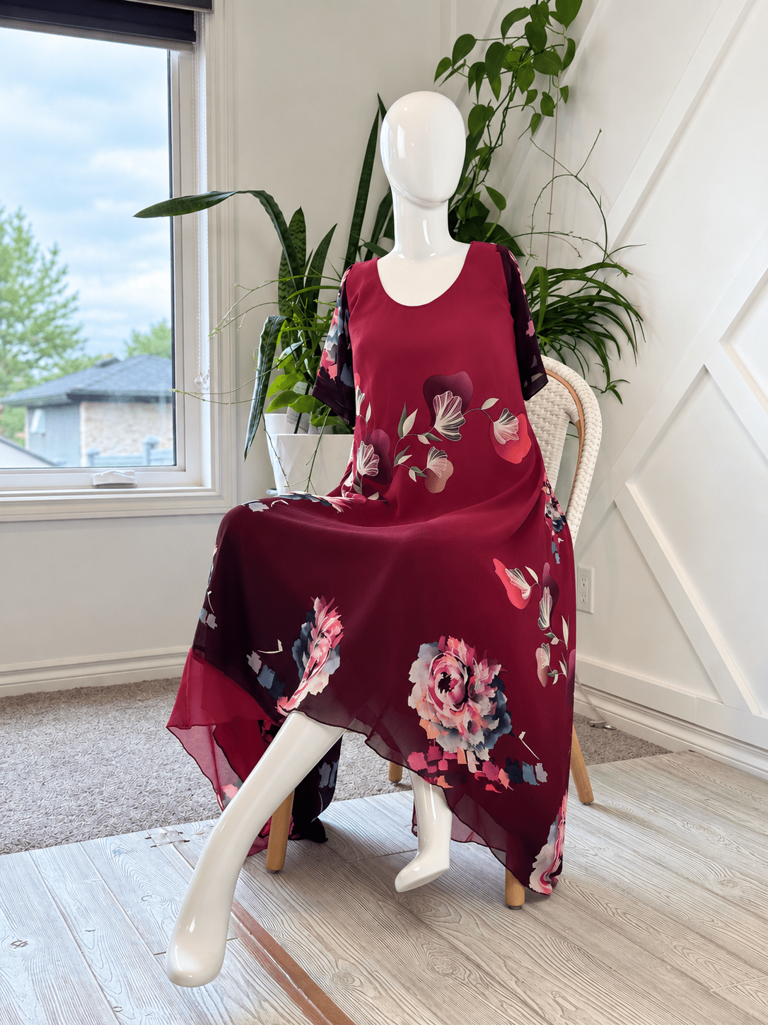 Digital print Slim Petite Lining Mahika with matching Scarf-FD002 - Rangeelaa- Fairtrade Sustainable Women's Clothingdresses
