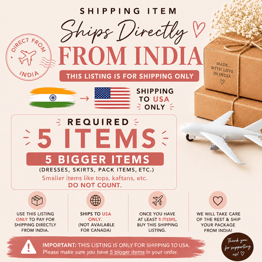 Direct Shipping from India (5 Bigger Items – USA Only) - Rangeelaa - Fairtrade Sustainable Women's Clothing