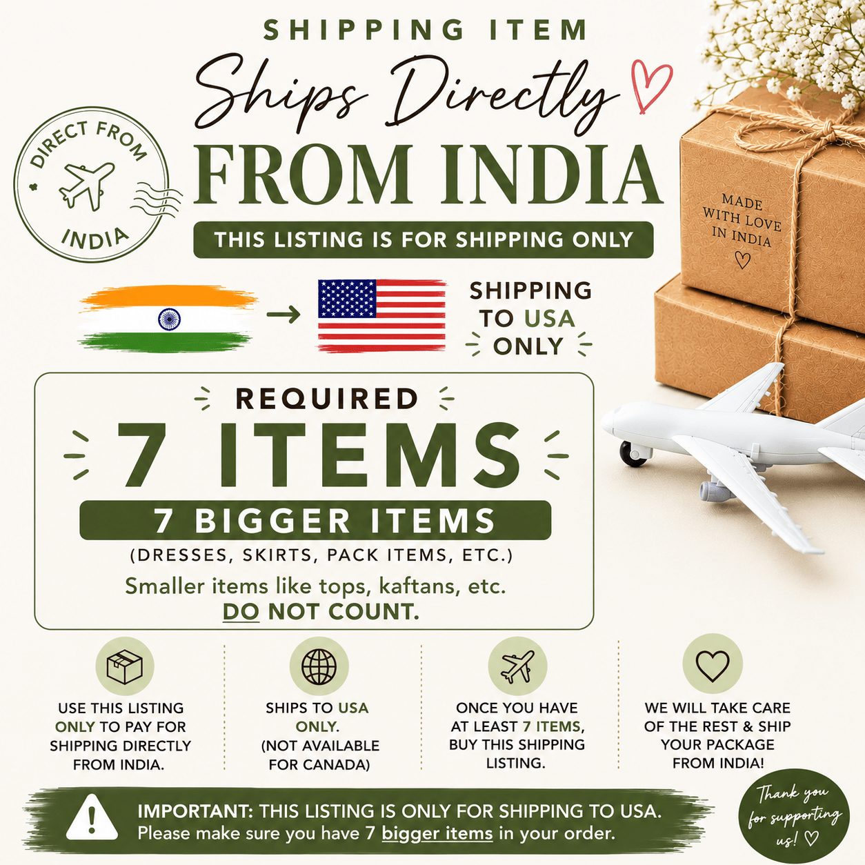 Direct Shipping from India (7 Bigger Items – USA Only) - Rangeelaa - Fairtrade Sustainable Women's Clothing
