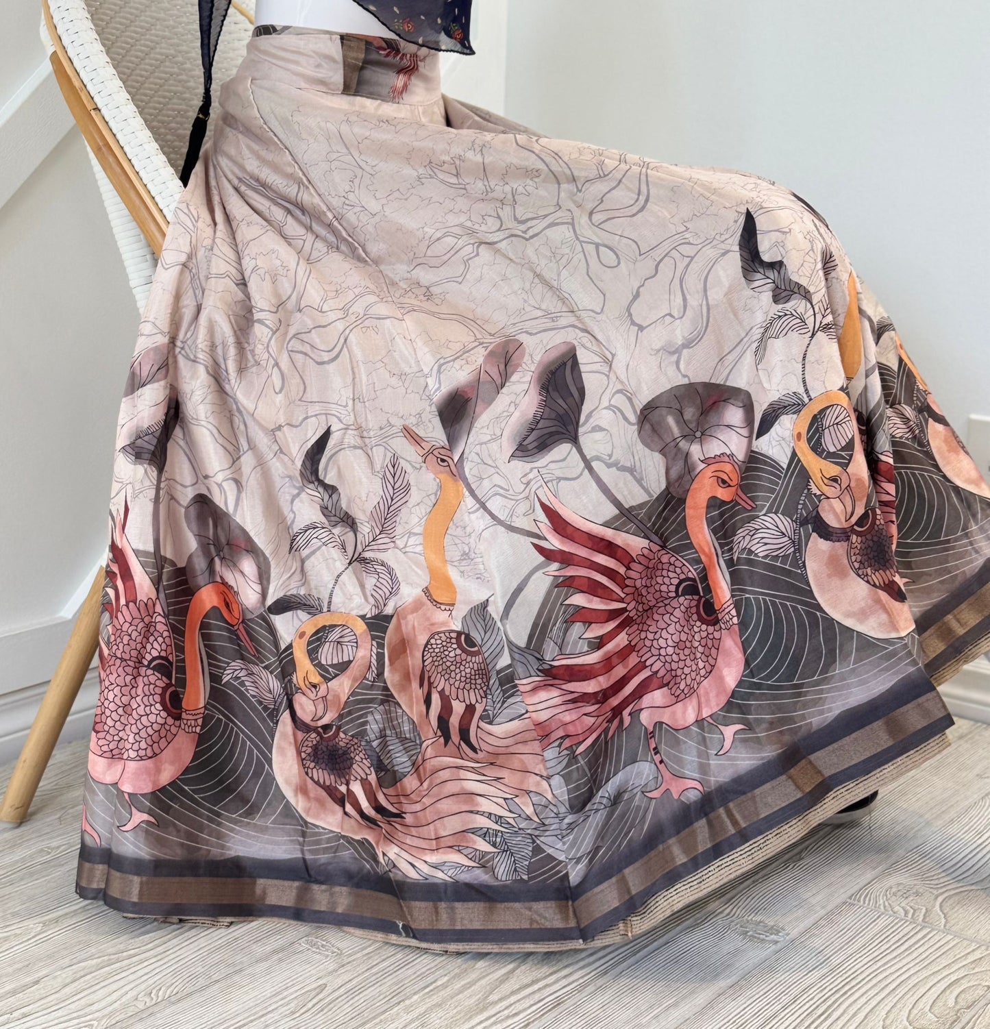 Dola Silk Digital print Premium Regular Ankle skirt - AS001 - Rangeelaa - Fairtrade Sustainable Women's Clothingsaree wrap skirts